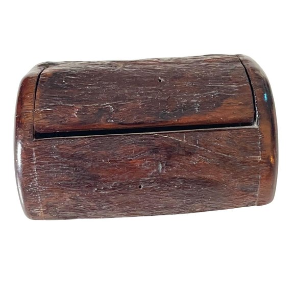 Vintage Hand Carved Pine? Wood Toothpick Holder Signed Marcos C.R. 96 - Picture 2 of 9